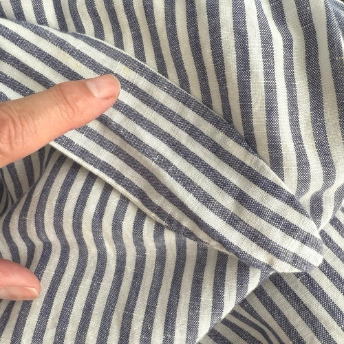 Talbots Candy Stripe Midi Skirt Linen Blend Blue White Women's XL Lined Summer - Picture 6 of 12