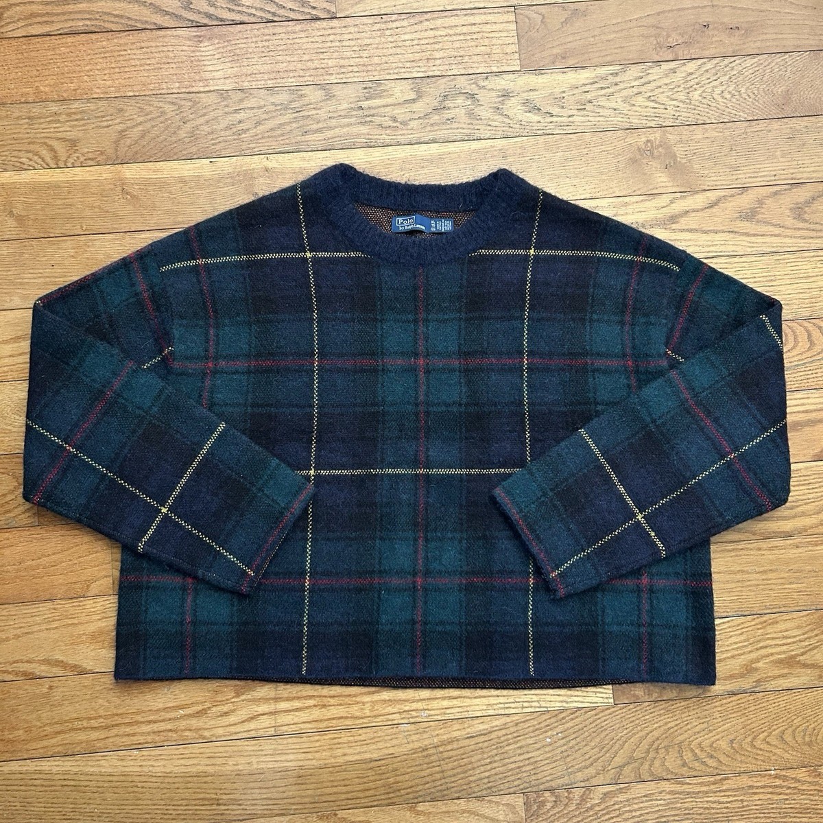 Polo Ralph Lauren Tartan Plaid Alpaca Wool Cropped Sweater XL | eBay