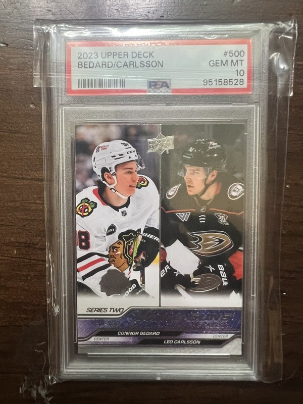 2023 Upper Deck CONNOR BEDARD/LEO CARLSSON Young Guns #500 RC  PSA 10 