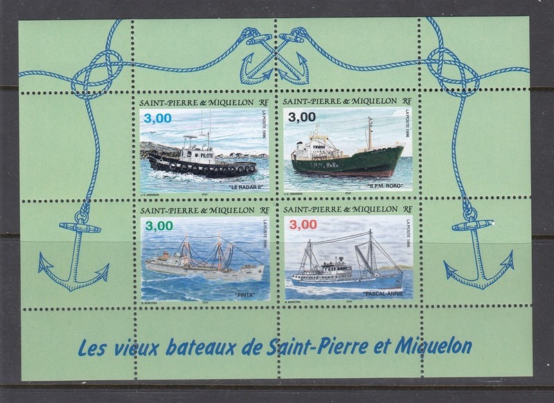 St Pierre & Miquelon Souvenir #628 Ships Sheets (Mint Never Hinged) Nice