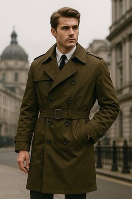 U.S. Army Men's Heritage Green Trench Coat 38R All Weather AGSU