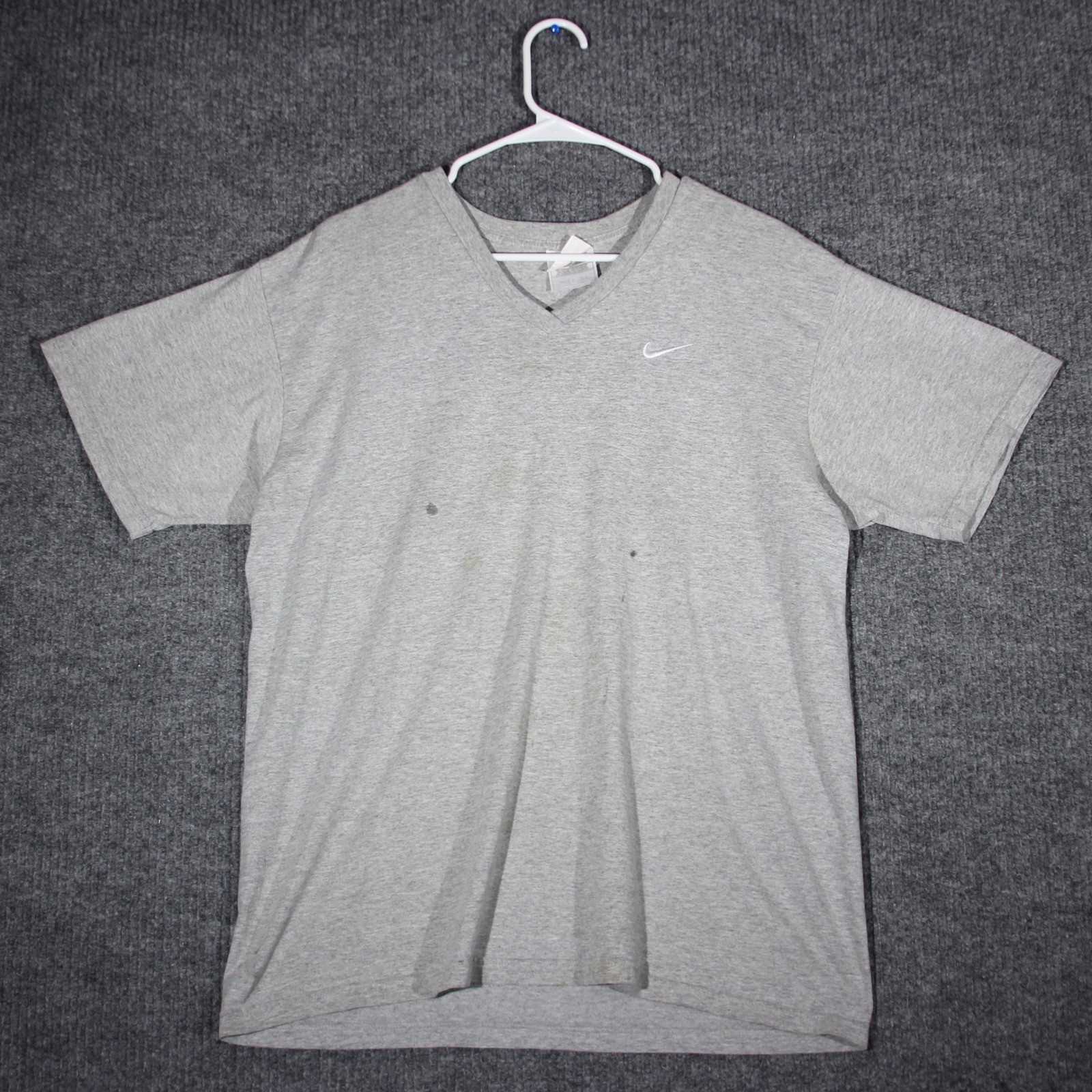 Vintage 90s Nike T Shirt Mens Large Gray Swoosh Embroidered Sports Short Sleeve