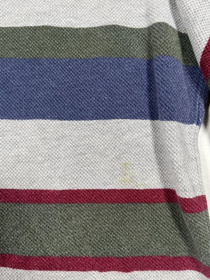 Arizona Jean Company Polo Shirt Mens Large Gray Striped Rugby Long Sleeve Cotton - Image 4 of 4