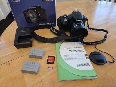 Canon PowerShot SX50 HS 12.1MP Digital Camera Black 64GB 2 Batteries Tested 