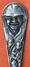 NORTH CAROLINA BLACK SMILING MAN STERLING SILVER SOUVENIR SPOON