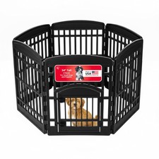 IRIS USA Dog Playpen 34" 6-Panel with 6 Panel   H, Black