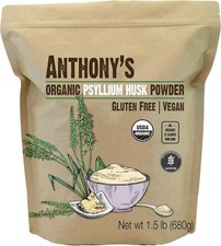 Anthony's Organic Psyllium Husk Powder, 1.5 lb, Gluten Pound Pack of 1 