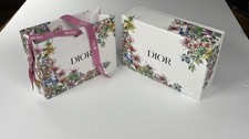 DIOR Floral Gift Box And bag Set. White Pink Ribbon Closure. Collapsible Bag.