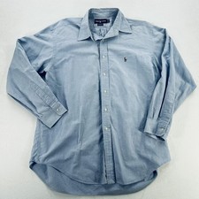 Ralph Lauren Shirt Mens 17 35 Blue Yarmouth Oxford Cotton Long Sleeve Dress