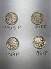 Lot of 4 Early P Mint Buffalo Nickels 1915P 1918P 1919P 1921P