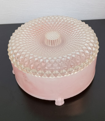 Vtg Cheramy April Showers De Luxe Dusting Pdr 6 Oz Pink Footed Empty Container