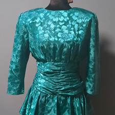 Vintage 1980s Teal Pencil Formal Dress Size 5