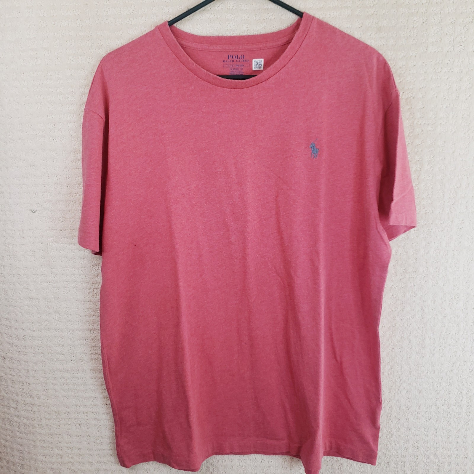 PONY POLO RALPH LAUREN T shirt uomo L rosa vestibilità classica manica corta girocollo 100% cotone