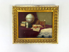 Altes Ölgemälde Franz Nowak Stillleben Globus Bücher Tisch Bild Gemälde Öl