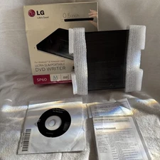 LG External DVD-WRITER Black Ultra-Slim Portable SP60 DVDRW Complete In Box