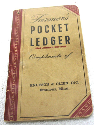 1948 -1949 JOHN DEERE POCKET LEDGER BROCHURE KNUTSON & OLIEN EMMONS MN