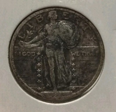 1923 Standing Liberty Silver Quarter Visible Date Good 4 / Very Good 8