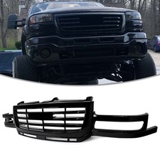 Fit For 2003-2007 Gmc Sierra 2500 3500 Hd Gloss Black Front Bumper Grille Grill Fit For 2003-2007 Gmc Sierra 2500 3500 Hd Gloss Black Front Bumper Grille Grill