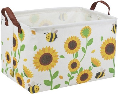 Rectangular Sunflower Gift Basket Empty Kids Toy Storage Bin Room Decor Box