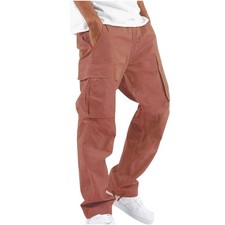 Mens Lightweight Elasticated Waist Cargo Trousers Combat Work Pants Joggers Pant