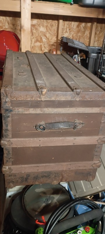 Rare H.A.Winship Antique Vintage FlatTop Steamer Trunk Coffee Table StorageChest