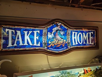 Vintage Blatz Take-Home Stained-Glass Bar Sign * Local pickup only. No shipping.