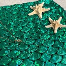 Mermaid Halloween Cosplay Costume w/ Tail Shell Hair Clips  Gold-Toned Necklace