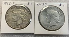 1923 Peace Dollar  $1 Silver  2 Coin Lot