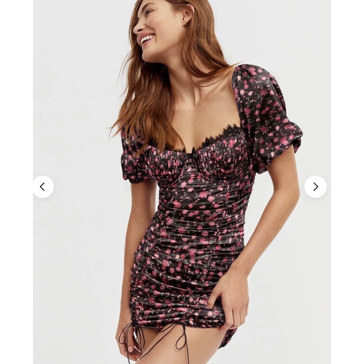 For Love and Lemons Melrose Floral Ruched Lace Mini Dress Size XS