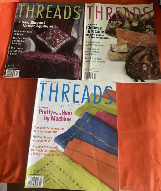 Lot of 3 THREADS Magazine - Various  Issues 2004 Sewing Magazines
