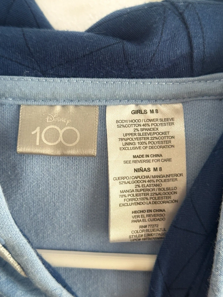 Disney 100 Princesa Azul Pullover Sudadera con Capucha Niñas Talla M Foto 3 de 4