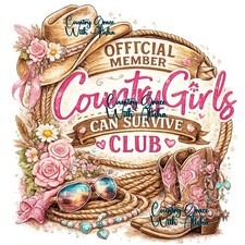 Paquete de 6 transferencias de sublimación Country Girl Club listas para presionar