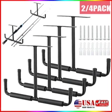 2/4PCS Overhead Garage Storage Hooks, Heavy Duty Ceiling Mounted Garage Utility