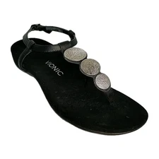 Vionic Lizbeth Women's Ankle Strap Orthotic Sandal Black & Silver Size 9 M EUC