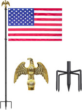 Flag Poles for Outside in Ground: 10 FT Flag Poles in Ground with 5 Pronges Base