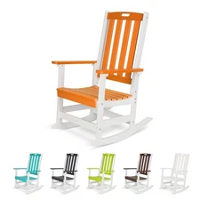 Aoodor HDPE Patio Rocking Chair Adirondack Indoor/Outdoor High Back Rocker Chair
