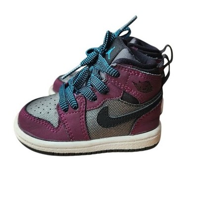 NIKE JORDAN Toddler High Top Sneakers Purple Teal Gray 4C