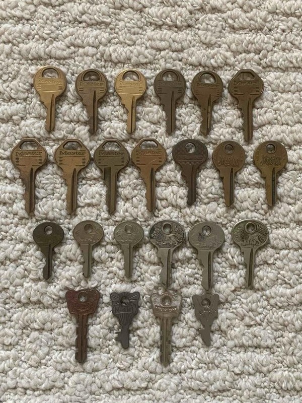 Lot of (23) Vintage Master Lock Co. Padlock Keys-Walking Lion, Etc. Made in USA