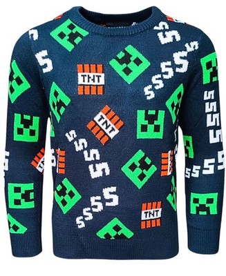 Minecraft Pullover - Jungen Creeper & TNT Strickpullover Gr. 116-152 cm