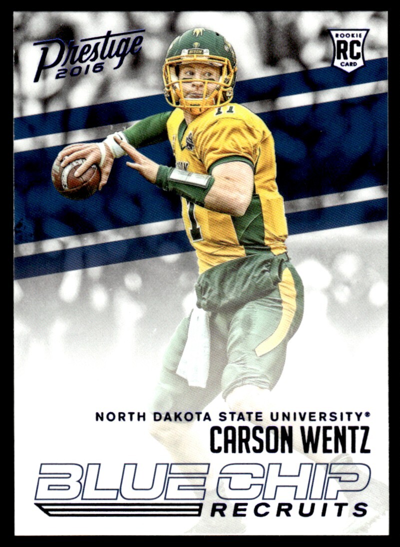 2016 Panini Prestige Blue Chip Recruits Carson Wentz Rookie North Dakota State