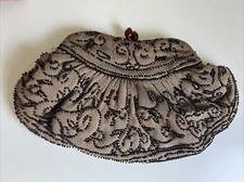 Vintage Strawbridge Clothier Brown Beaded Handbag Purse Evening Clutch AS-IS OLD