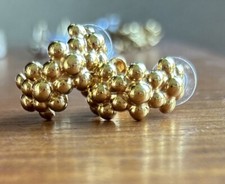 Premier Design Hoop Earrings Gold Tone Dots Bubble Textured Round