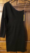 NWT ~ NICKI MINAJ Black sweater dress One sleeve  Bodycon  Knee length  Womens M