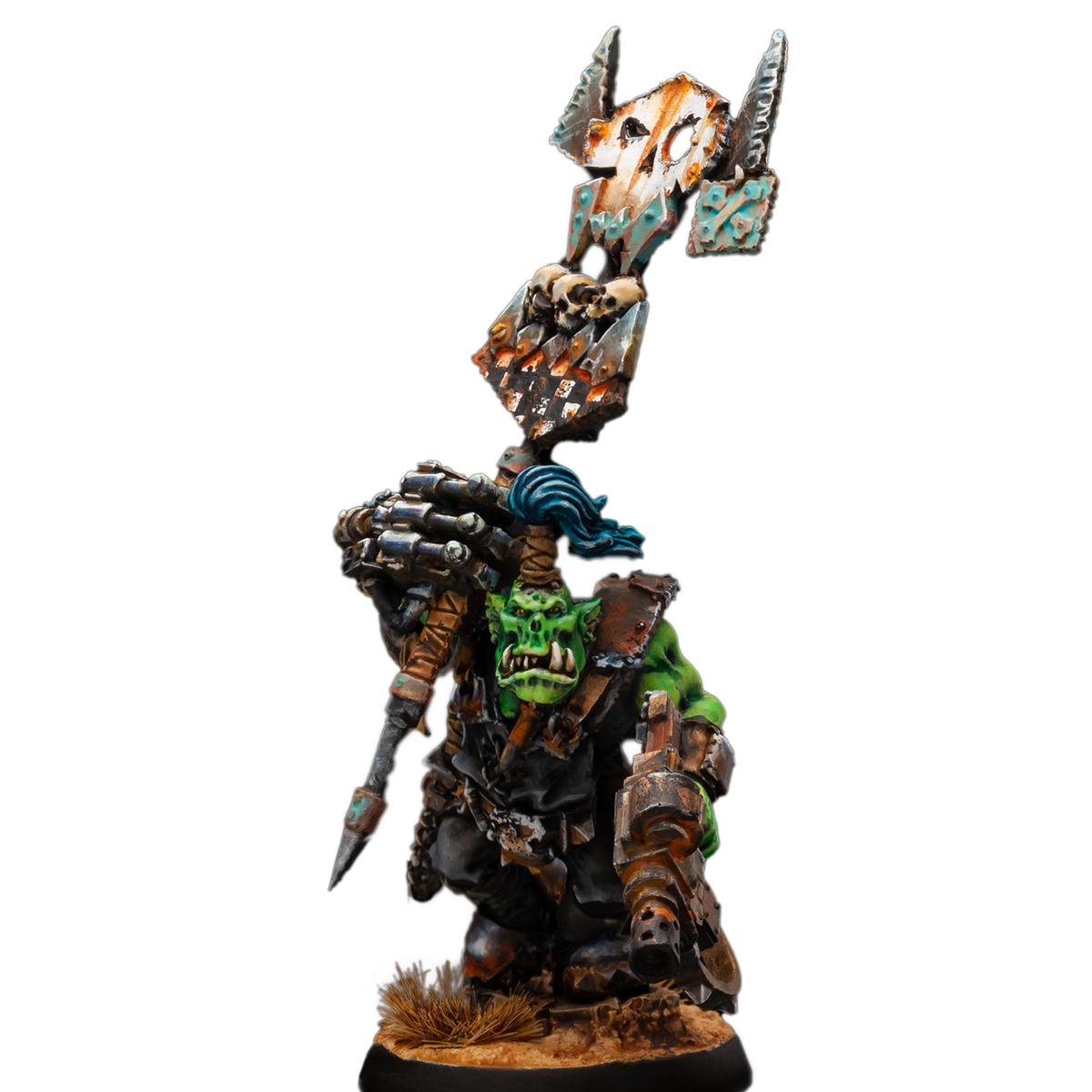 おかめWARHAMMER Ork Nob With Waaagh! Banner painted figure Warhammer 40k Pre-Sale