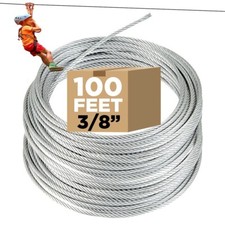 100 FT Zip Line Cable, 3/8" Galvanized Zipline Wire for Kids and Adults