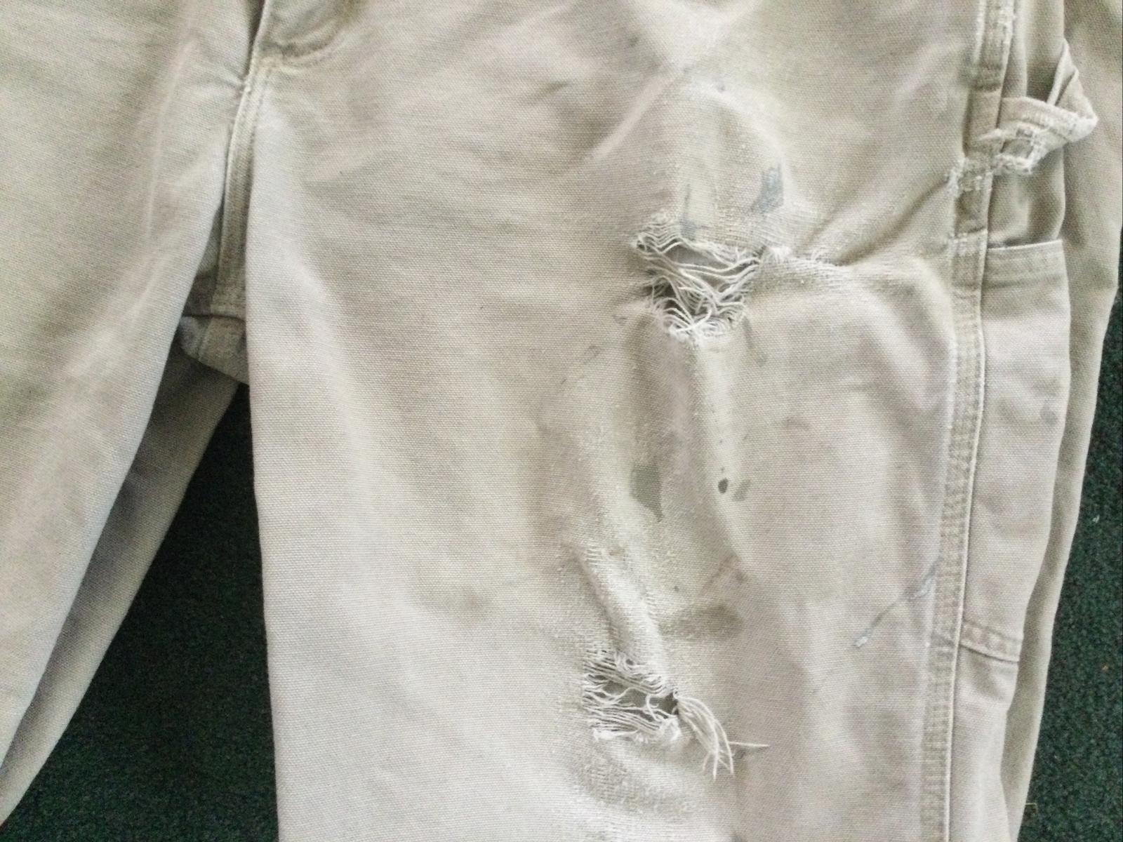 Carhartt Pants Men 38X34 Khaki Relax Fit Carpenter Work Canvas Distressed Grunge thumbnail 2