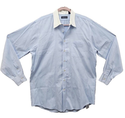 hyde park dress shirt VTG Lands End Hyde Park Oxford Men's Dress Shirt Blue Cotton Size 17.5 34