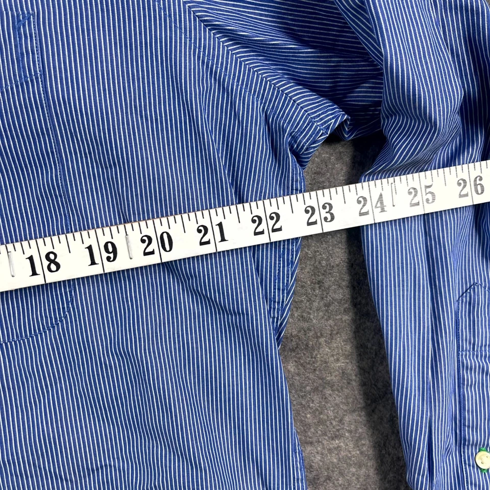 Tommy Hilfiger Mens Button Up Shirt Long Sleeve Medium Blue Striped Cotton Logo - image 3 of 4
