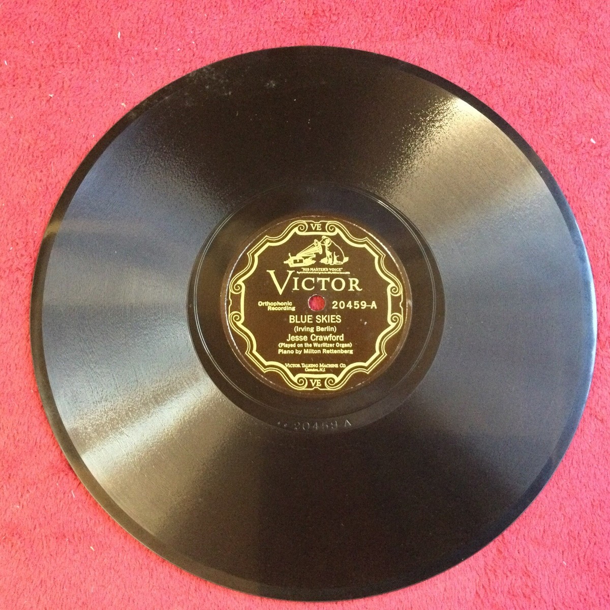 Jesse Crawford -VICTOR 20459 -WURLIZTER ORGAN -Blue Skies