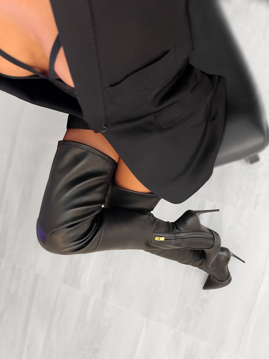 1969 Made in Italy Stretch All Leather Crotch Boots Z98 1969 Made in Italy Stretch All Leather Crotch Boots Z98